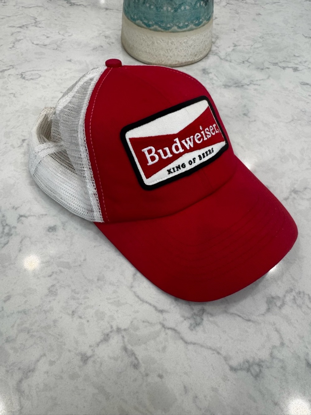 Budweiser Retro Trucker Hat Red Mesh Snapback King of Beers